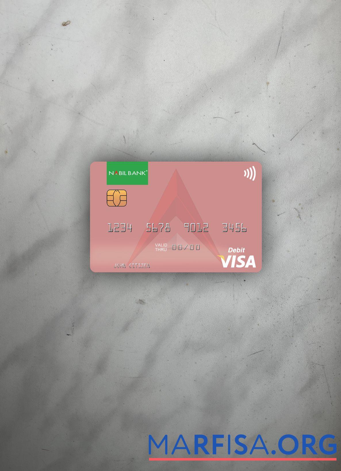 Printable Nepal Nabil Bank visa debit card photolook front sample